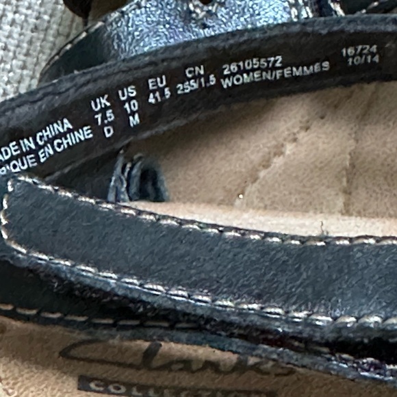 Clarks Collection Leather Comfort Walking Shoes Brown Stitching Detail - Picture 10 of 11